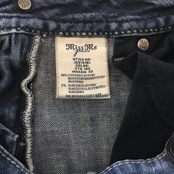 Miss Me Embellished Bootcut Jeans Size 27 Rhinestones Studs Medium Blue Denim - Picture 14 of 15